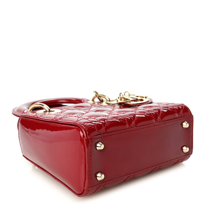Christian Dior Patent Cannage Mini Lady Dior Red 4 of 10