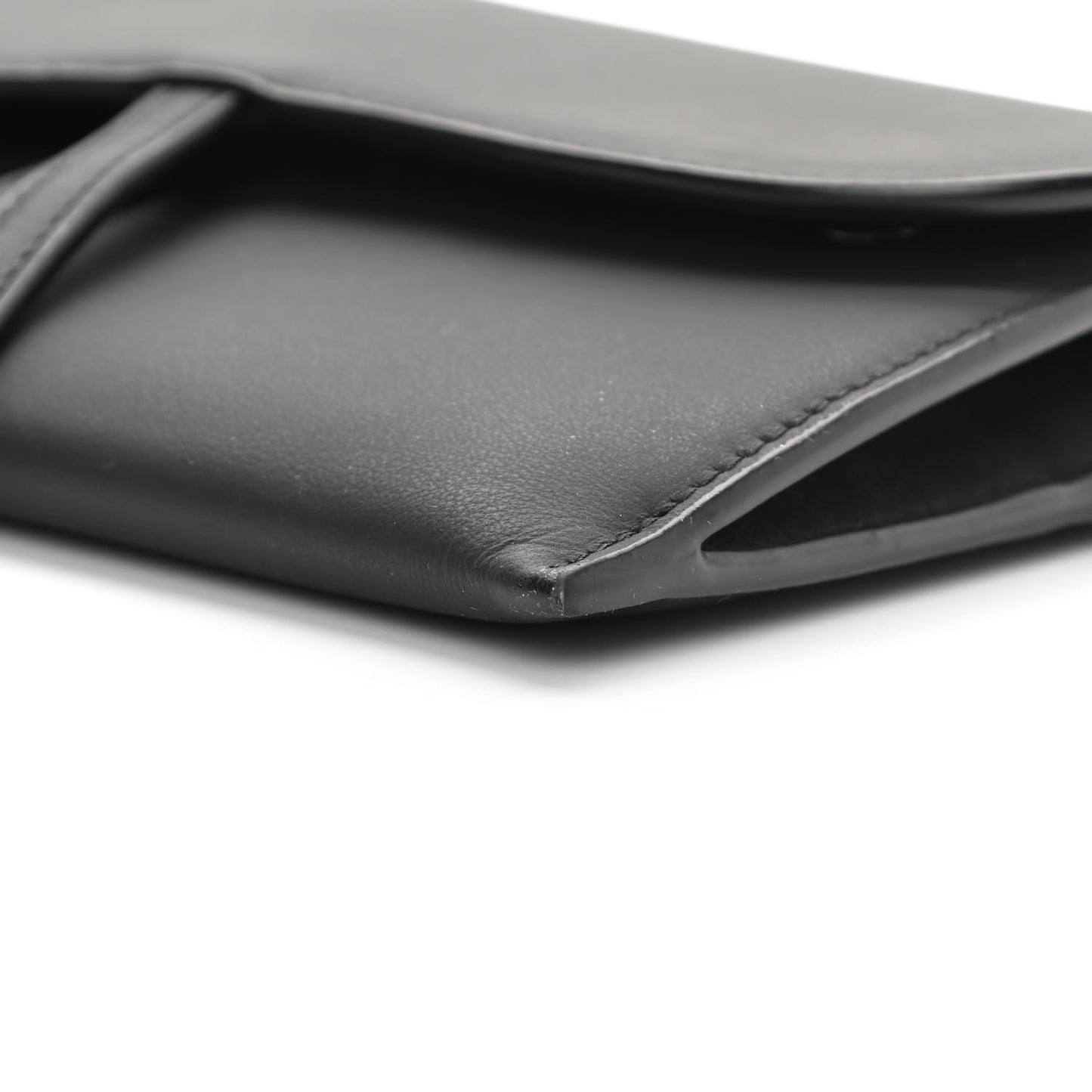 Ultra Matte Calfskin Saddle Chain Wallet Pouch Black