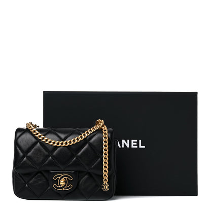 Chanel Lambskin Enamel Quilted Mini Pending CC Square Flap Black 10 of 10