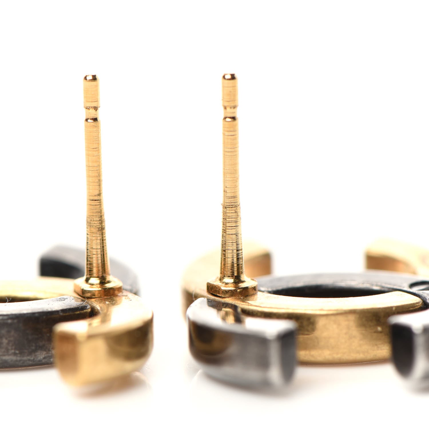 Chanel Metal CC Earrings Gold Ruthenium 3 of 5