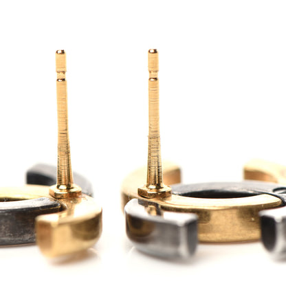 Chanel Metal CC Earrings Gold Ruthenium 3 of 5