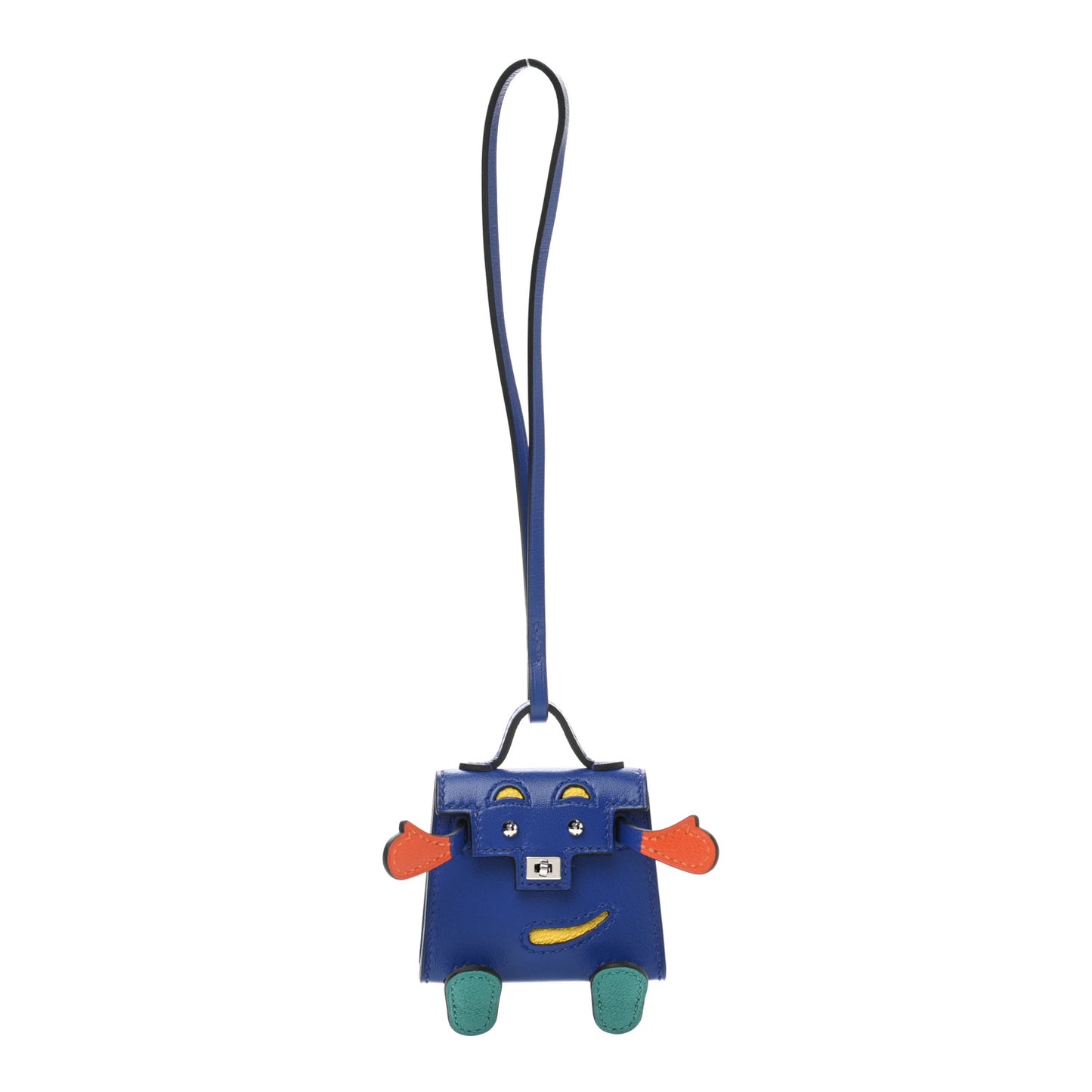 Tadelakt Chevre Mysore Kelly Quelle Idole Bag Charm Bleu Electrique Feu Jaune De Naples Vert Verone
