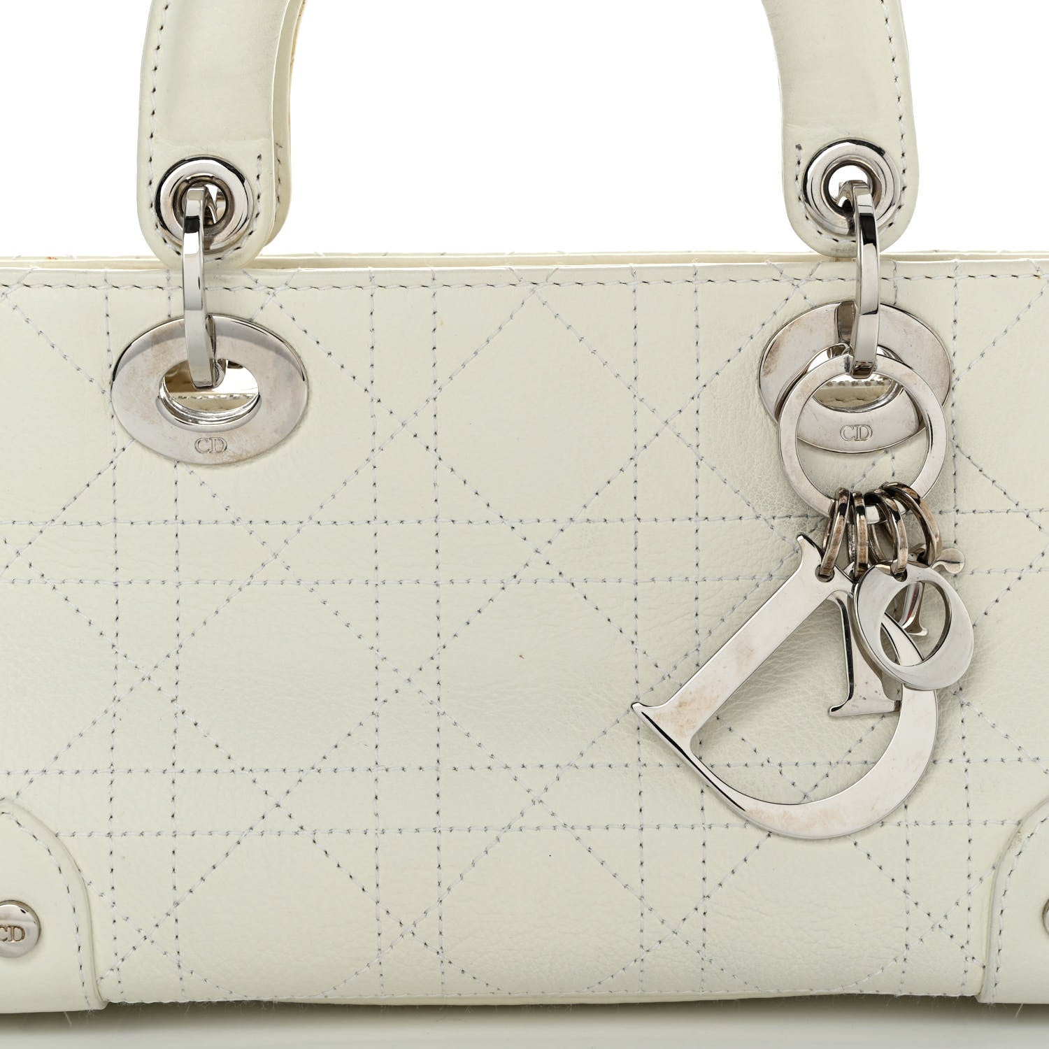 Christian Dior Calfskin Cannage Stitched Small East West Lady Dior White 7 of 10