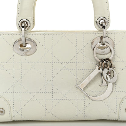 Christian Dior Calfskin Cannage Stitched Small East West Lady Dior White 7 of 10