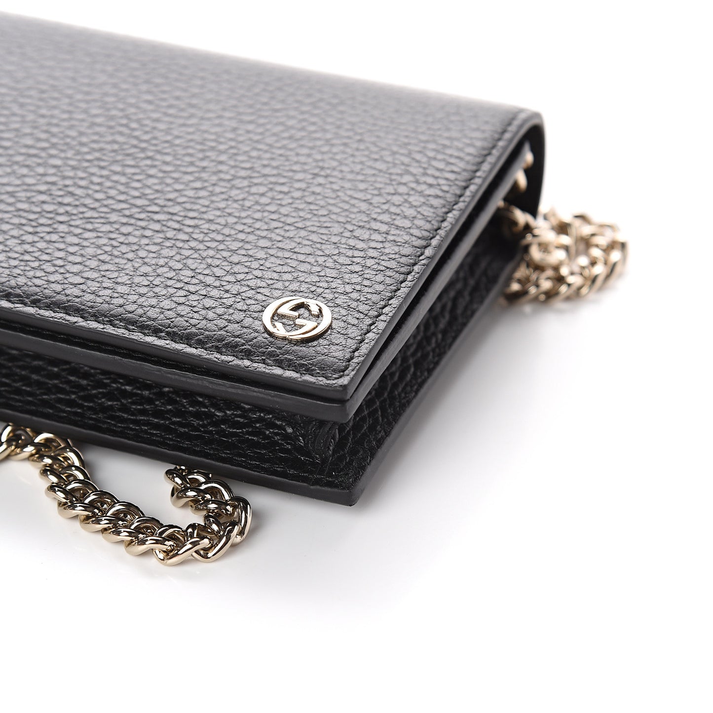 Dollar Calfskin Medium Betty Chain Wallet Black