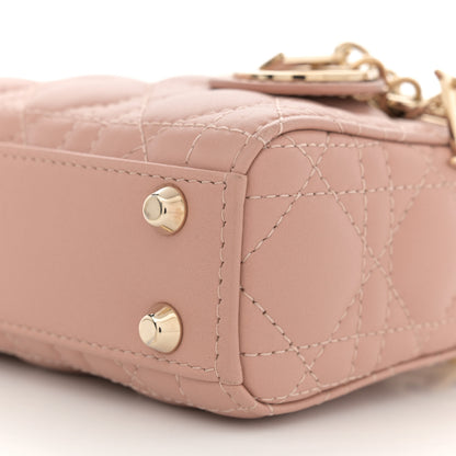 Christian Dior Lambskin Cannage Micro Lady Dior Rose Des Vents 10 of 11