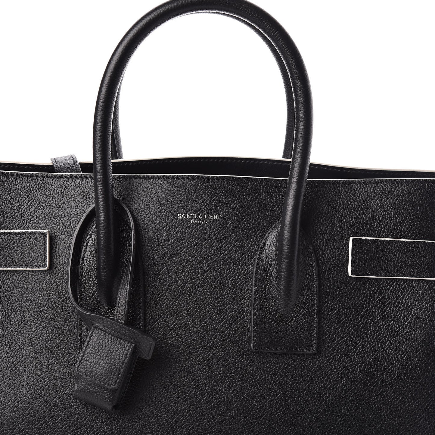 Grained Calfskin Topstitch Small Sac De Jour Black Porcelain