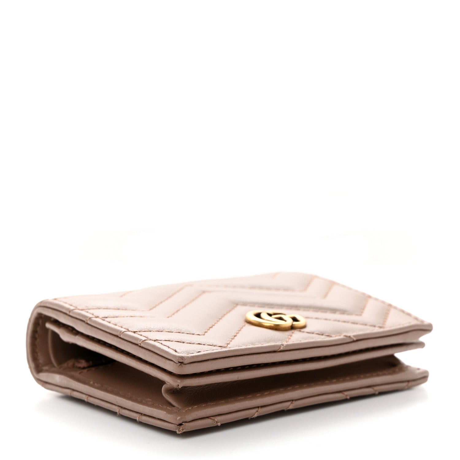 Gucci Calfskin Matelasse GG Marmont Card Case Wallet Porcelain Rose 4 of 10