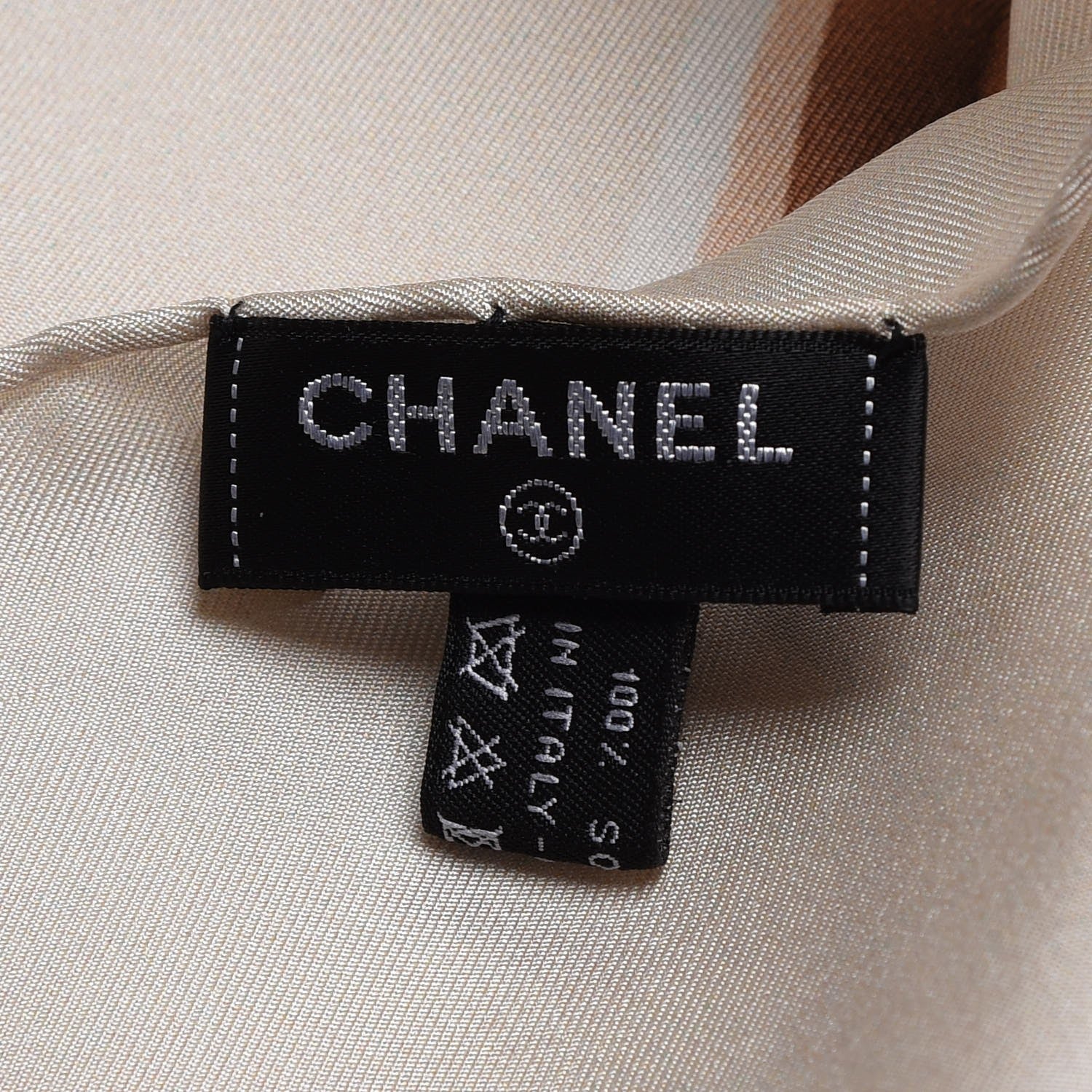 Chanel Silk Column Pillar CC Logo Stole White 4 of 6