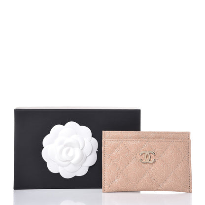 Chanel Camellia Calfskin Embossed Quilted Card Holder Beige 9 of 9