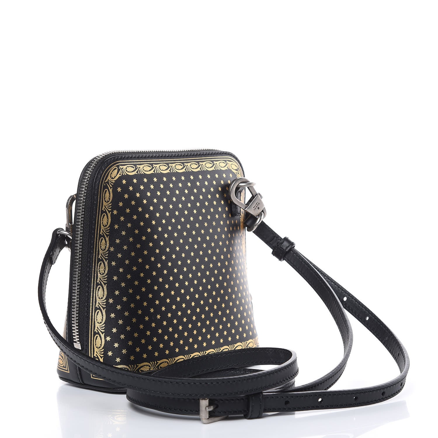 Gucci X SEGA Calfskin GUCCY Stars Mini Dome Shoulder Bag Black Gold 3 of 10