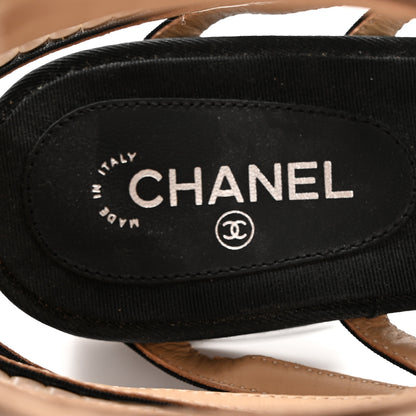 Chanel Calfskin Pearl Gladiator Sandals 37.5 Black 8 of 12
