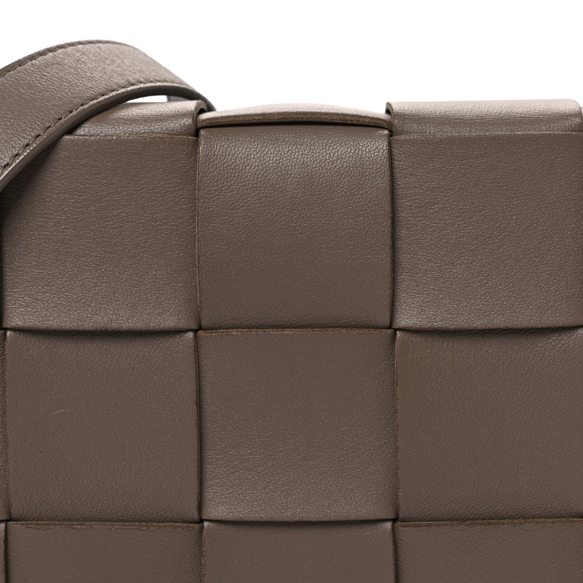 Lambskin Maxi Intreccio Cassette Crossbody Bag Taupe Grey