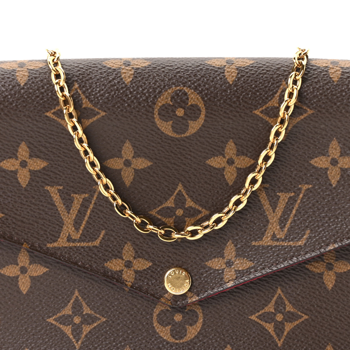 Monogram Pochette Felicie Chain Wallet Fuchsia