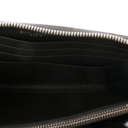Saint Laurent Grain De Poudre Matelasse Chevron Monogram Zip Around Wallet Earth 5 of 7