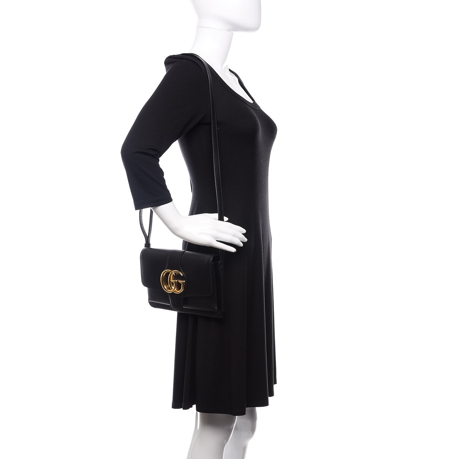 Gucci Vitello Palmellato Lux Small Arli Flap Shoulder Bag Black 2 of 12