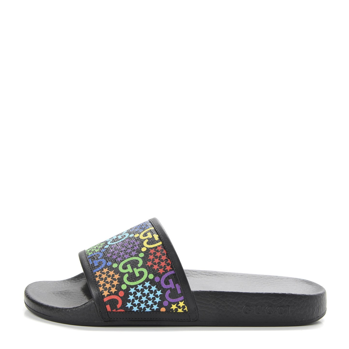 GG Supreme Monogram Psychedelic Mens Slide Sandals 7 Black Multicolor