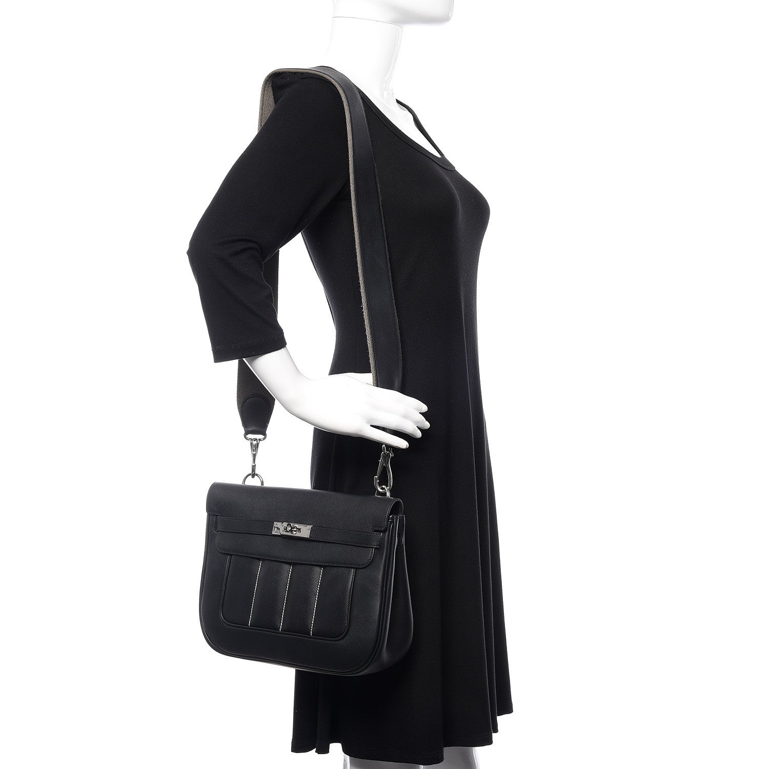 Hermes Veau Swift Perforated Sac Berline 28 Black 2 of 12