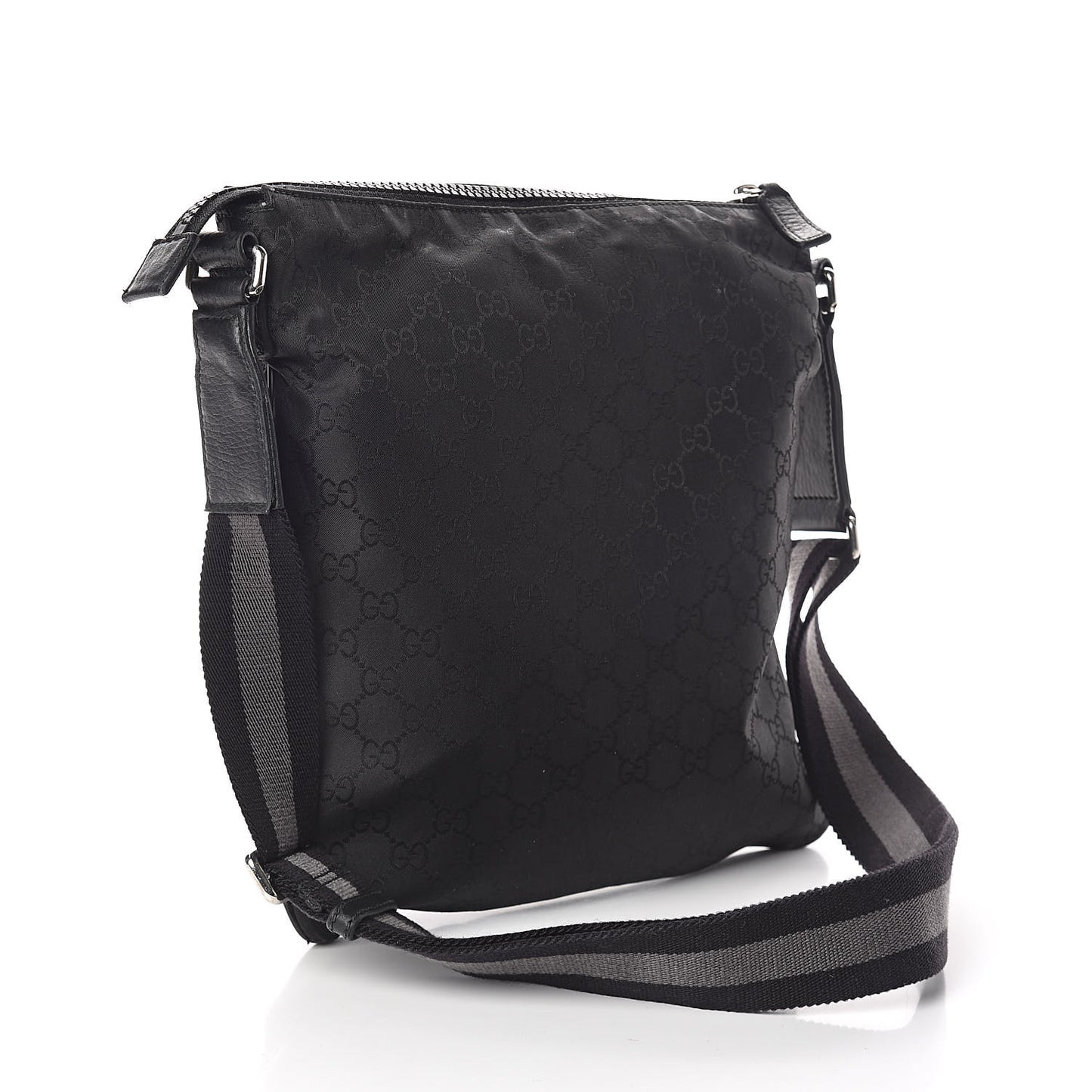 Nylon Monogram Small Flat Messenger Bag Black