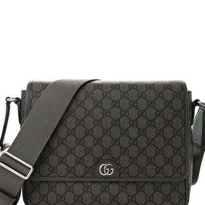 Gucci Tender GG Supreme Monogram Textured Dollar Calfskin Ophidia Messenger Bag Grey Black Graphite Grey 8 of 13