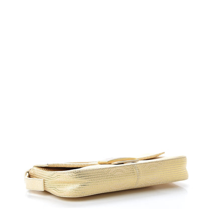 Fendi Metallic Calfskin Printed Baguette Gold 4 of 16