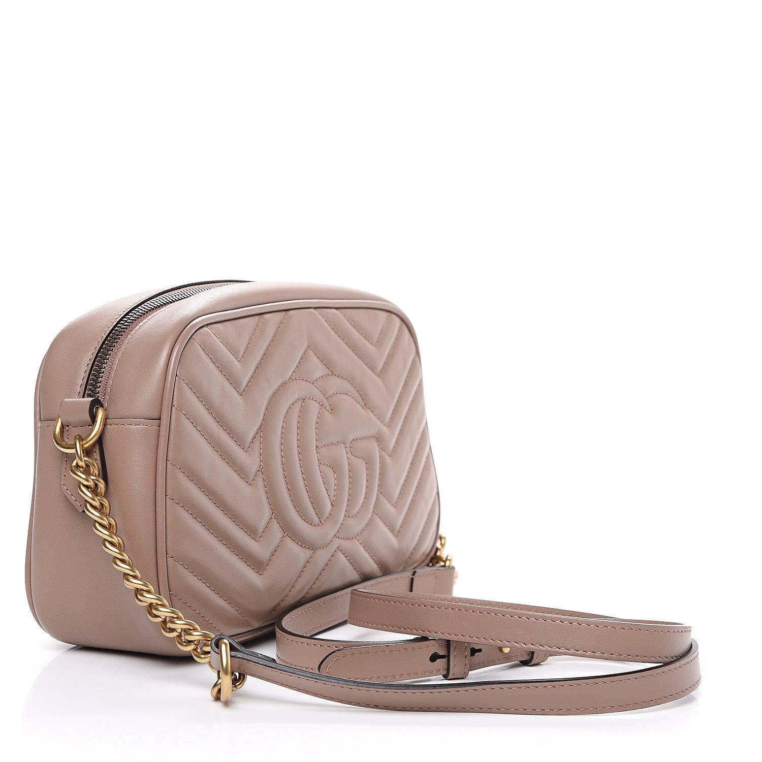 Gucci Calfskin Matelasse Small GG Marmont Chain Shoulder Bag Porcelain Rose 2 of 12