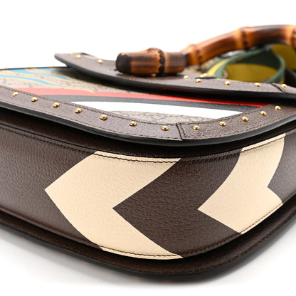 Gucci GG Supreme Monogram Studded Calfskin 100 Centennial Geometric Medium Bamboo 1947 Top Handle Bag Beige Ebony Multicolor 9 of 10