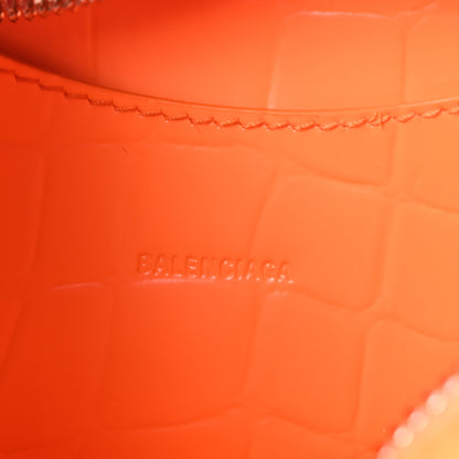 Balenciaga Semi Shiny Calfskin Crocodile Embossed Neo Classic Silver Hardware Mini City Orange 6 of 9