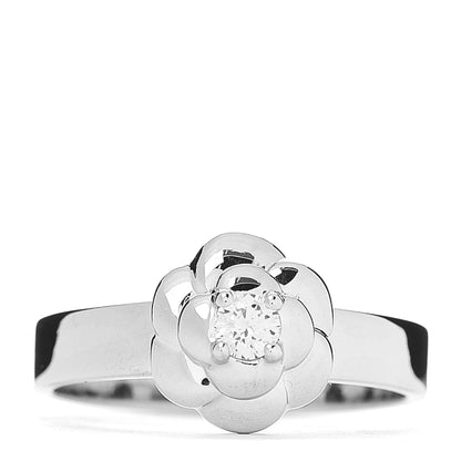 Chanel 18K White Gold Diamond Camellia Ring 51 5.75 1 of 5