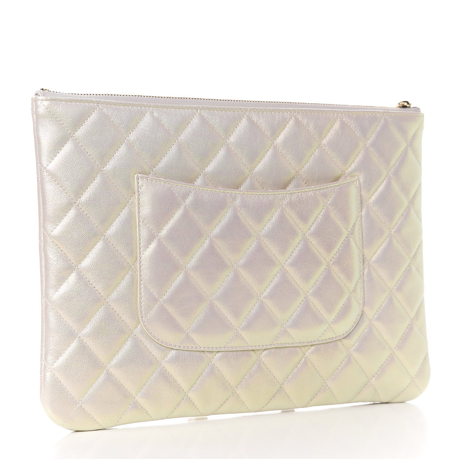 Chanel Iridescent Lambskin Quilted Medium Cosmetic Case White 3 of 8
