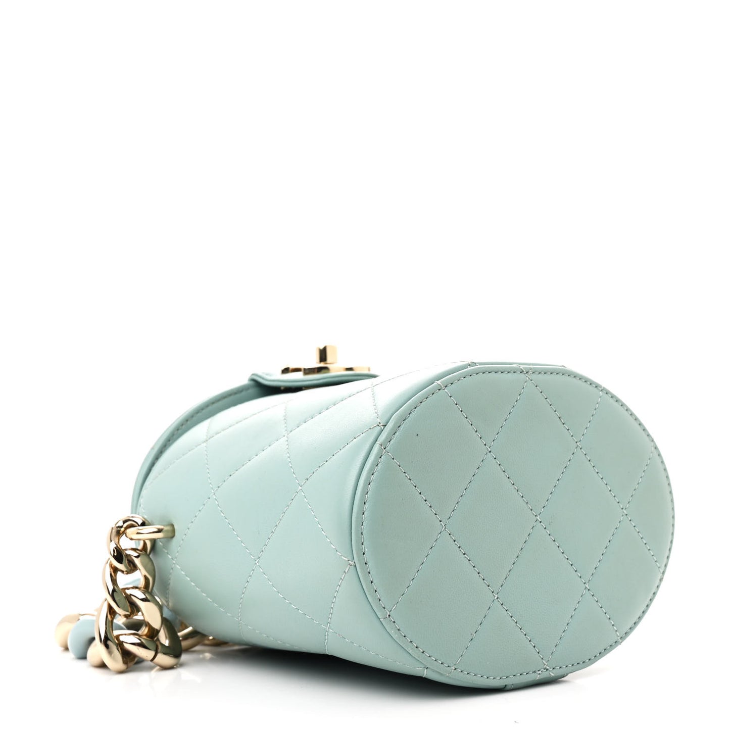 Lambskin Resin Elegant Chain Vanity Case Light Blue