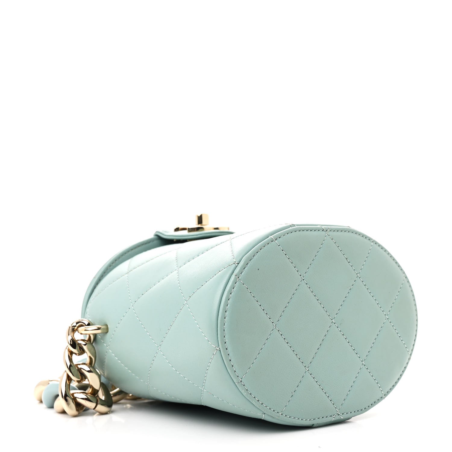 Chanel Lambskin Resin Elegant Chain Vanity Case Light Blue 4 of 10