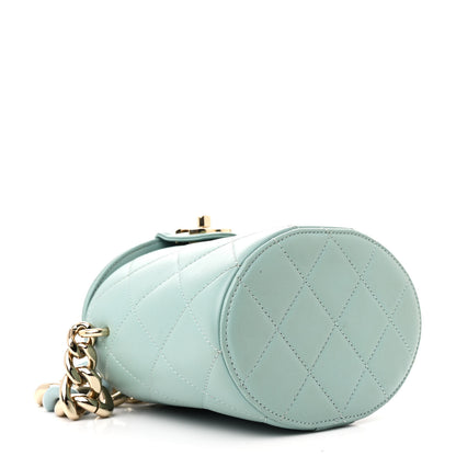 Chanel Lambskin Resin Elegant Chain Vanity Case Light Blue 4 of 10