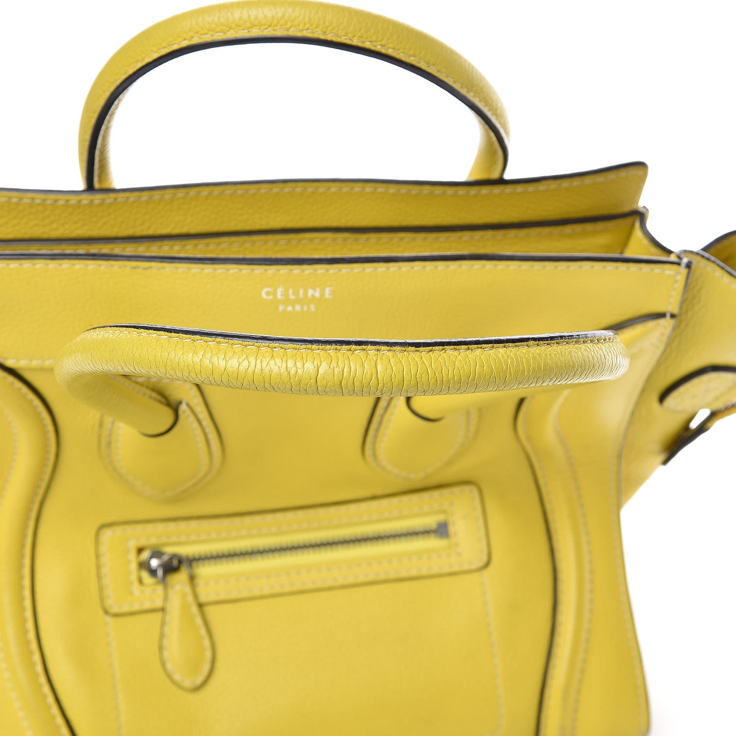 Celine Drummed Calfskin Micro Luggage Citron 11 of 19