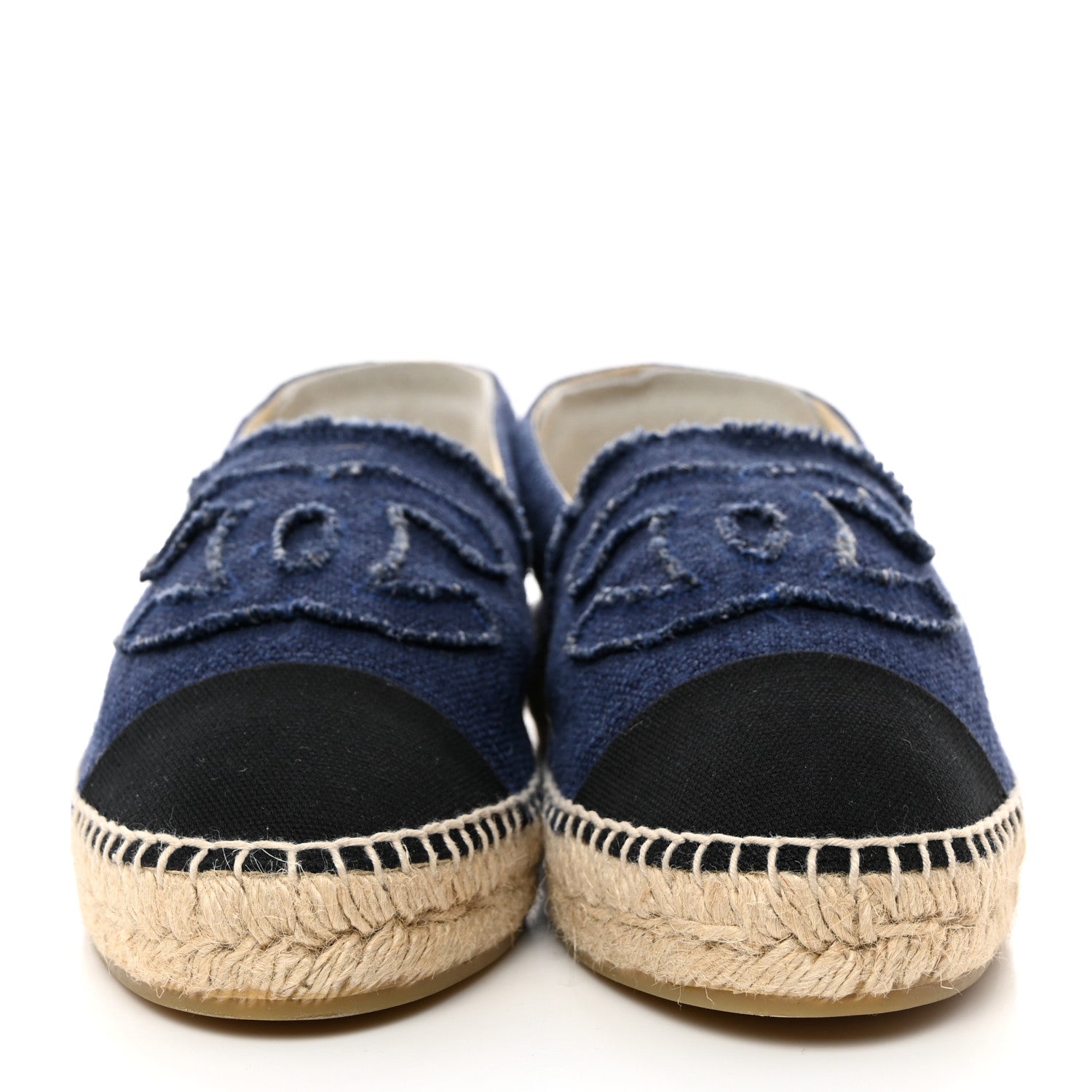 Chanel Denim Toile CC Espadrilles 41 Navy Black 2 of 9