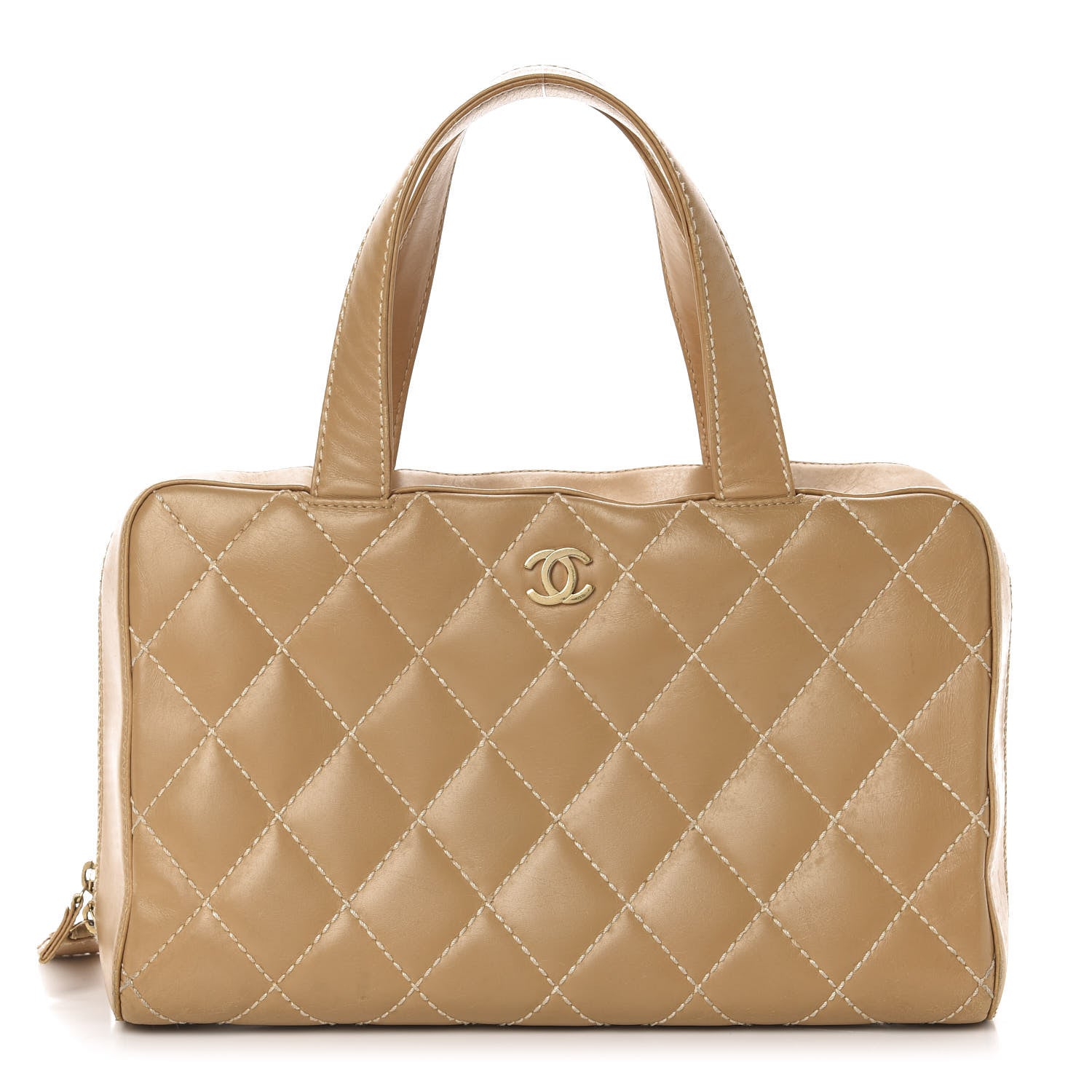Chanel Calfskin Wild Stitch Top Handle Bag Beige 1 of 11
