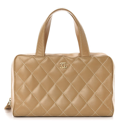 Chanel Calfskin Wild Stitch Top Handle Bag Beige 1 of 11