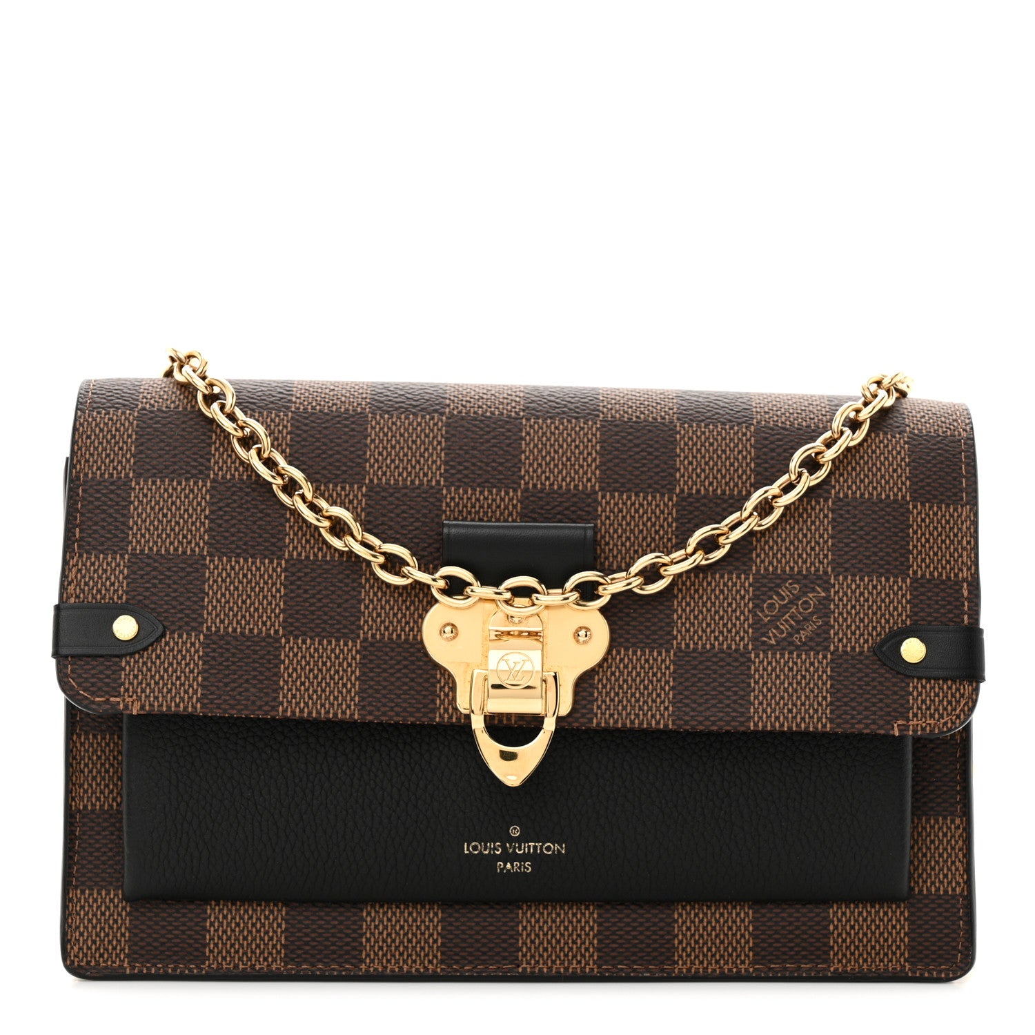 Louis Vuitton Damier Ebene Vavin Chain Wallet Black 1 of 14