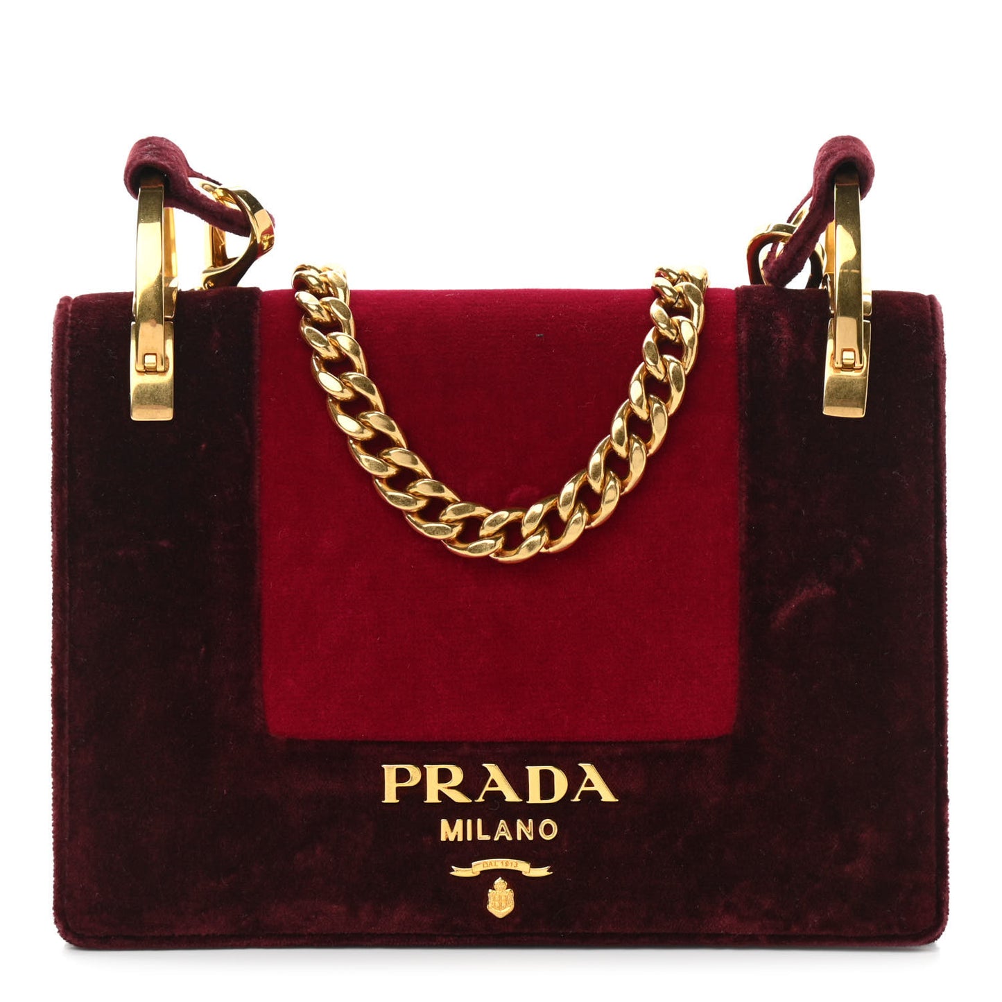 Velvet Bi-Color Chain Crossbody Bag Red