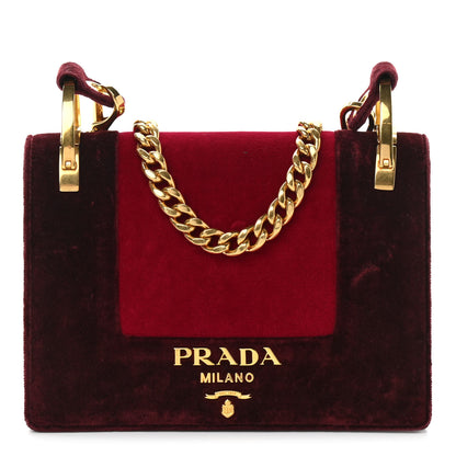 Prada Velvet Bi-Color Chain Crossbody Bag Red 1 of 11