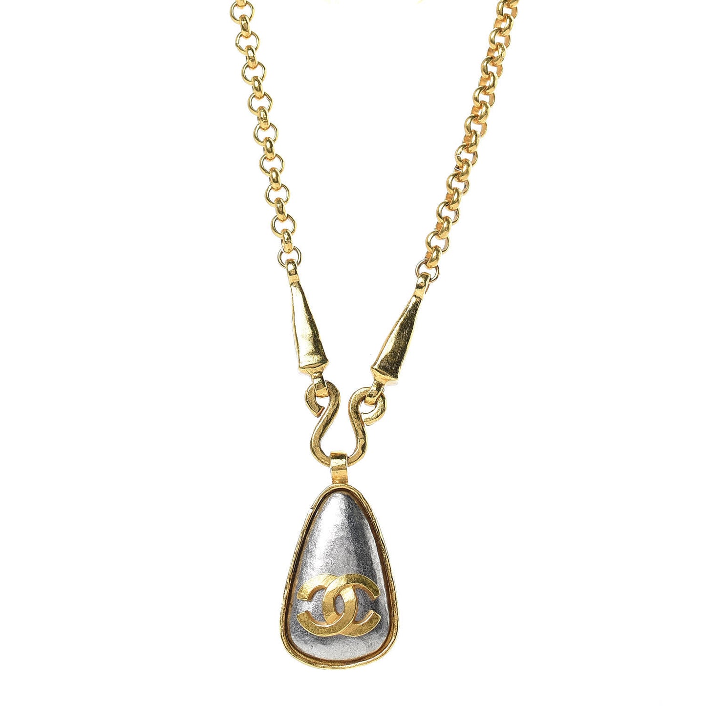 CC Pendant Chain Necklace Gold