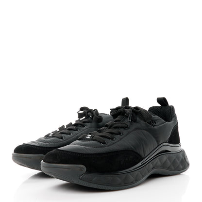Chanel Nylon Suede Calfskin CC Sneakers 41 Black 3 of 10