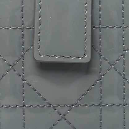 Christian Dior Patent Cannage Lady Dior 5 Gusset Card Holder Grey Stone 8 of 9
