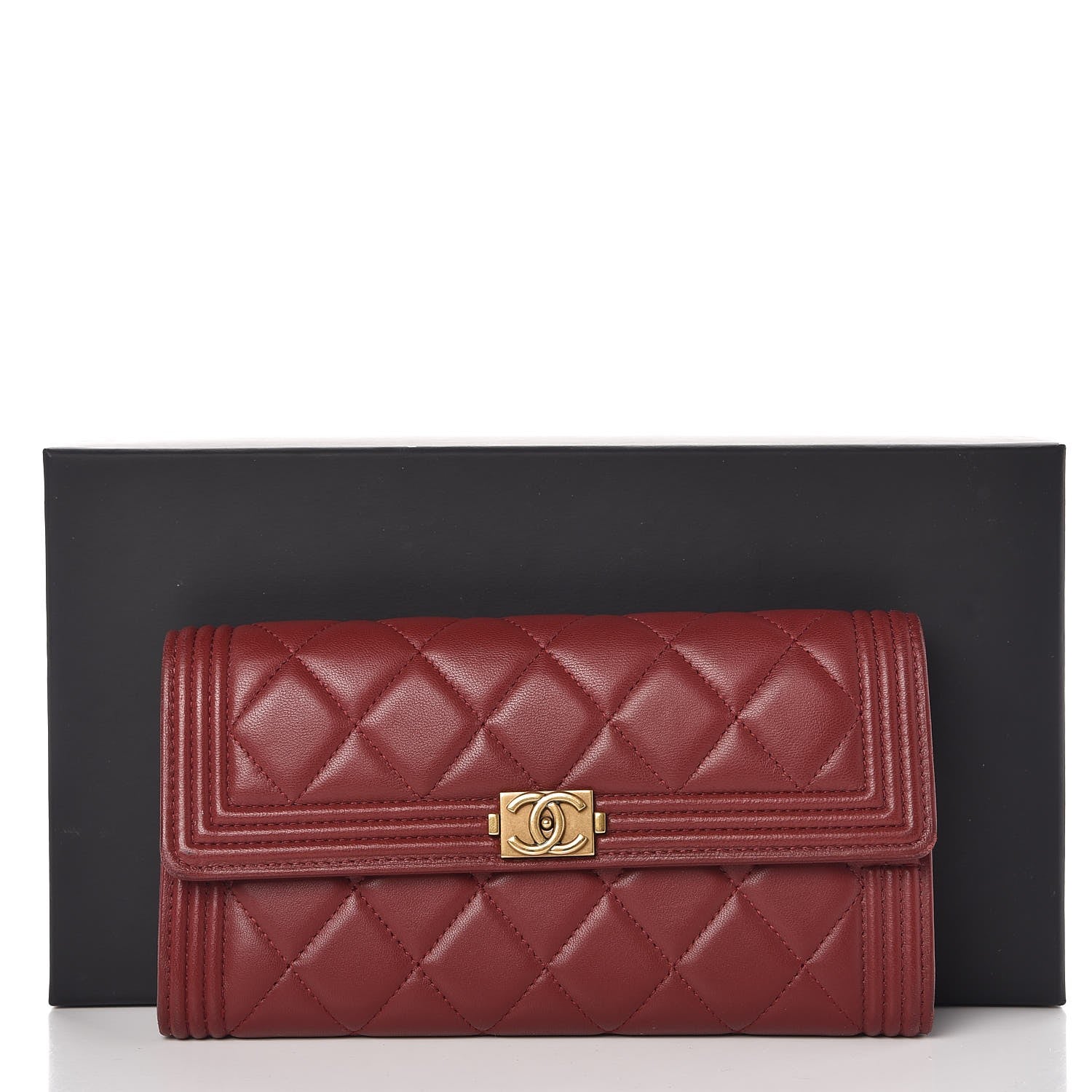 Chanel Lambskin Quilted Boy Flap Wallet Red 9 of 11