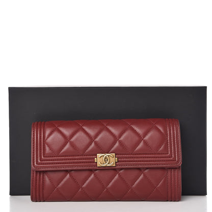 Chanel Lambskin Quilted Boy Flap Wallet Red 9 of 11
