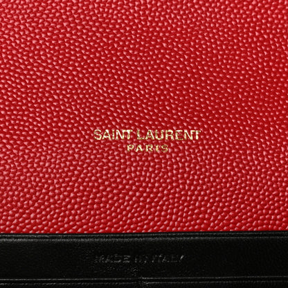 Saint Laurent Grain De Poudre Monogram Cassandra Chain Wallet Red 6 of 12