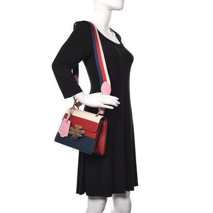 Gucci Calfskin Sylvie Web Small Queen Margaret Top Handle Bag Blue Agata Hibiscus Red Mystic White Sugar Pink 2 of 10