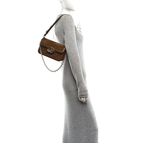 Suede Micro GG Small Go Shoulder Bag Brown