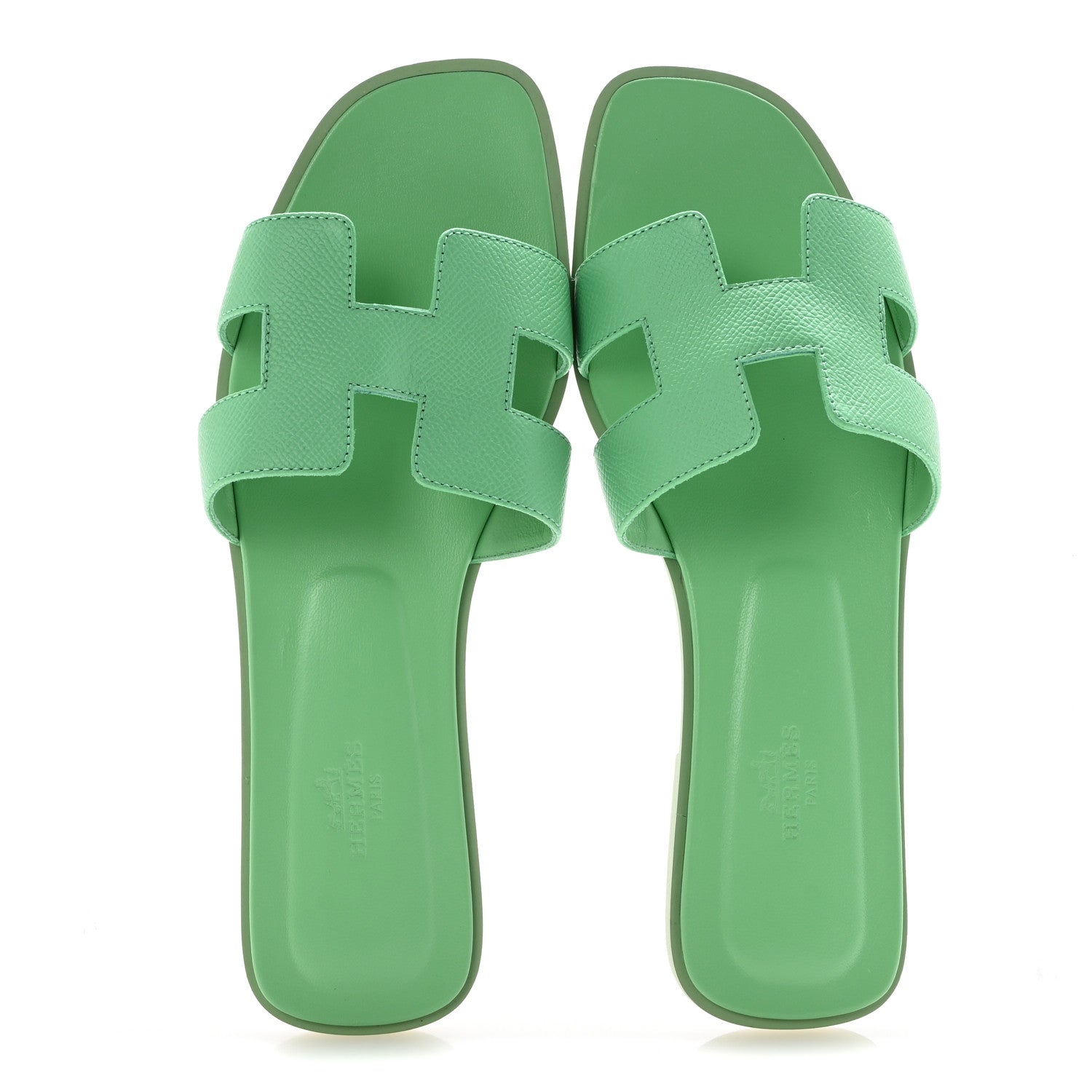 Hermes Epsom Oran Sandals 39 Vert Pomme 2 of 10