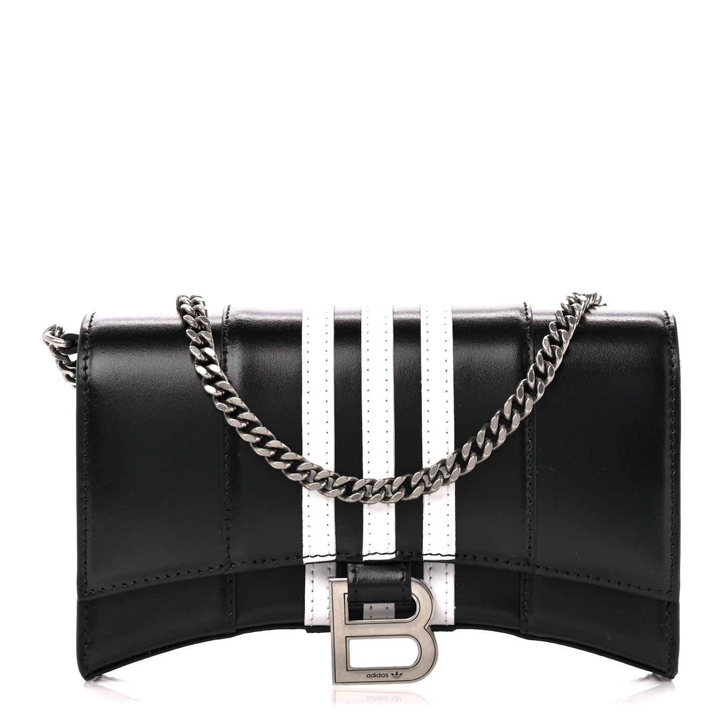 X ADIDAS Box Calfskin Hourglass Chain Bag Black